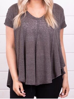 We The Free Charcoal Swing V-Neck Tunic Top